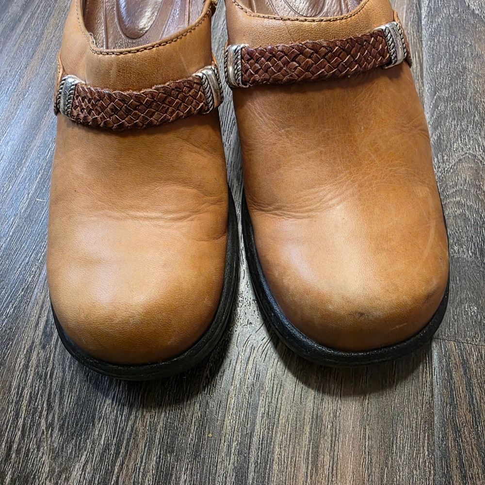 Ariat Womens 6.5B Tan Leather Braided‎ Strap Western Clogs Mules 93223 ATS - Picture 2 of 8